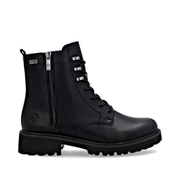 Remonte Tex Laced Biker Boot - Black Leather